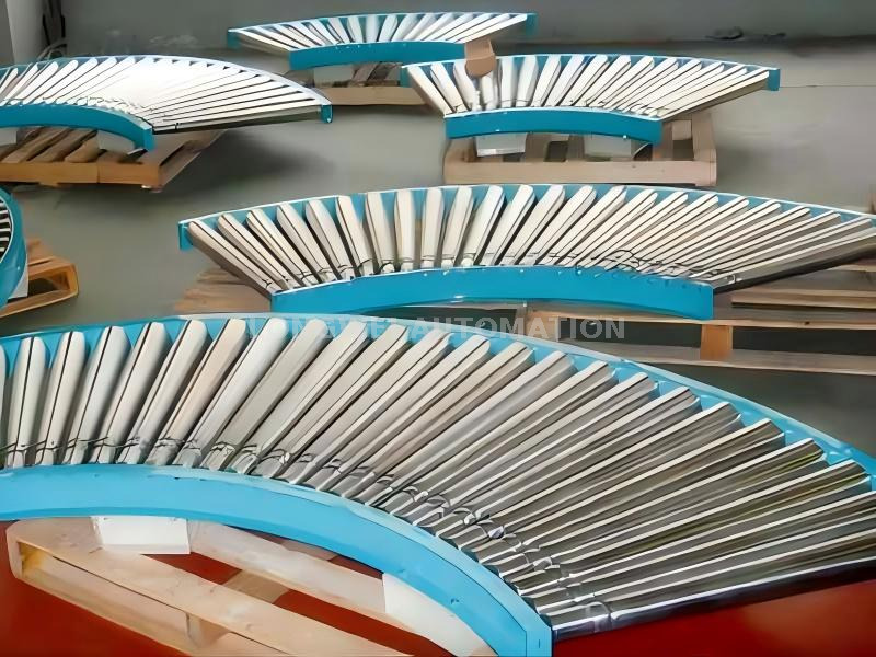 중형 O-벨트 구동 곡선형 롤러 컨베이어