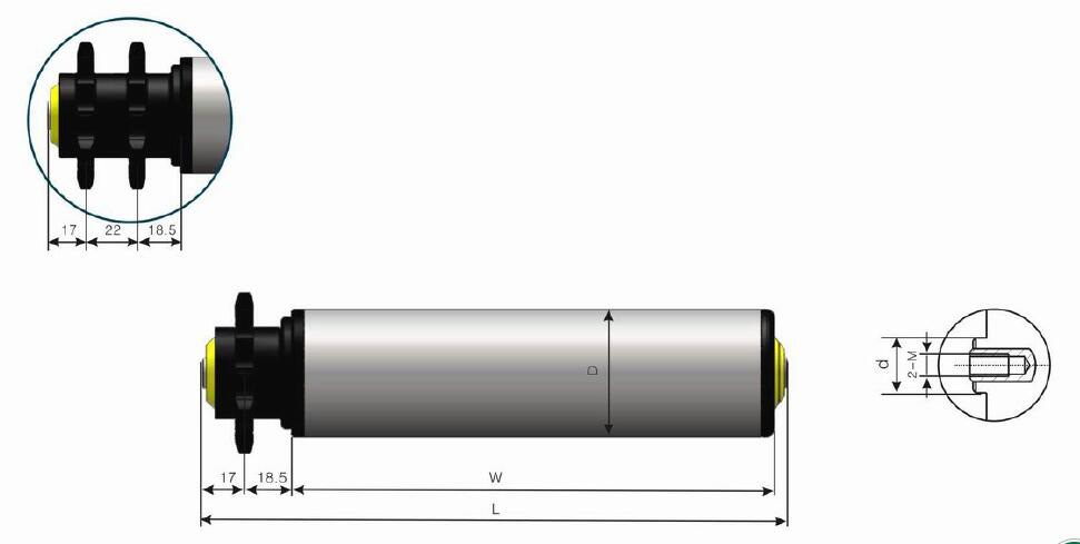 DR411 중형 강철 스프로킷 컨베이어 롤러
