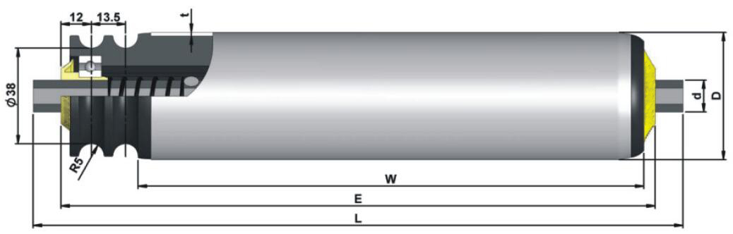 DR260 아연 도금 강철 O-벨트 구동 풀리 컨베이어 롤러