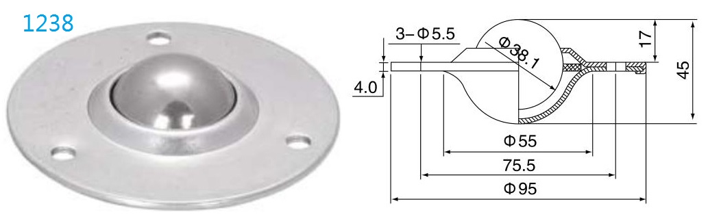 둥근 플랜지 고정 볼 전송 장치
