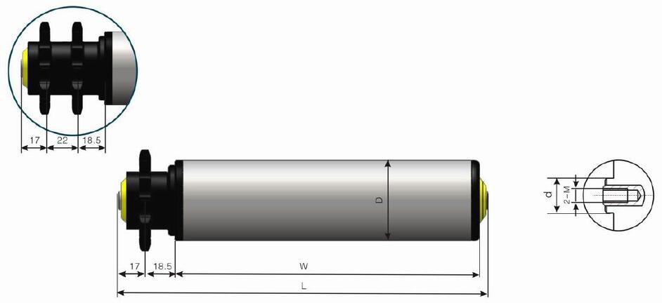 AC224 폴리머 스프로킷 망원경 주식 축적 컨베이어 롤러