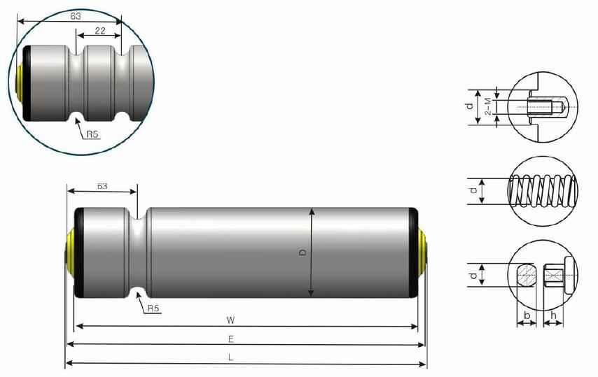DR240 더블 그루브 O-벨트 구동 컨베이어 롤러