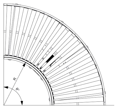 단일 스프로킷 구동 곡선 롤러 컨베이어