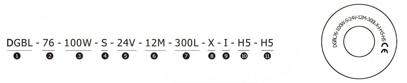 DGBL76 모터 드라이브 롤러 모델 번호 예제